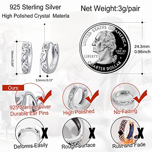 Viking Rune/Celtic Knot Hoop Earrings for Men Women 925 Sterling Silver Hoop Earrings Vintage Jewelry Gifts for Father Son Boyfriend Brother3