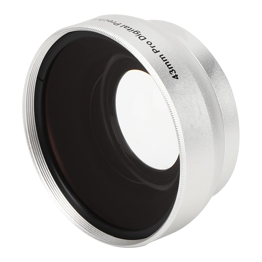 Lente per fotocamera angolare larga 0,45x, vetro ottico d'argento per obiettivi da 43 mm, costruzione in lega di alluminio, ingrandimento macro, rivestimento anti -riflettente