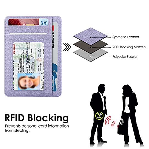 Image of FINTIE Slim Minimalist Front Pocket Wallet, RFID Blocking Credit Card Holder Card Cases with ID Window for Men Women (Lilac Purple)