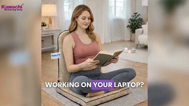 Kawachi 90- Degree Floor Chair with Back Support Ideal for Yoga
