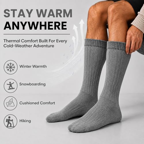 Image of Yacht & Smith 12 Pairs Merino Wool Thermal Boot Socks, Mens Womens Hiking Winter Sock