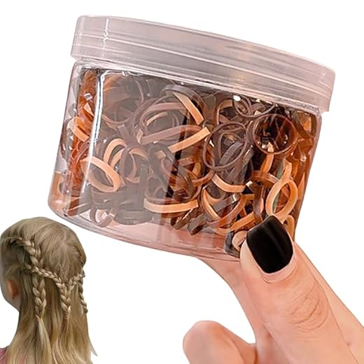 Mini faixas de cabelo 500 peças - 2 mm × 30 mm laços elásticos invisíveis para penteados finos e uso diário (marrom)