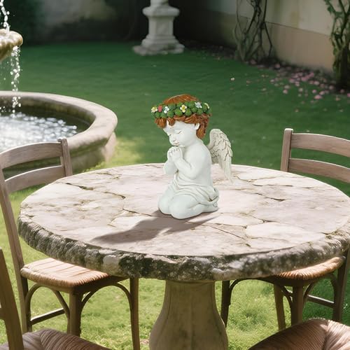 Statue d'ange avec aile, figurine de prière rétro pour cadeau de jardin - 3
