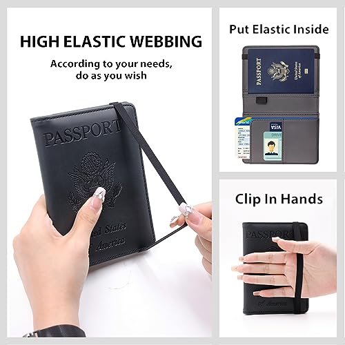 Image of Melsbrinna Premium Leather Passport Holder Covers Case, Waterproof Rfid Blocking Travel Wallet Passport Holder with Pen Holder, Cute Passport Book for Women /Men