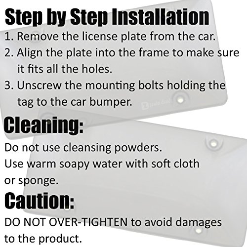 Zento Deals Clear Smoked License Plate Covers - 2-Pack – Novelty/License Plate Clear Smoked Flat Shields Covers (Black) #TOP3