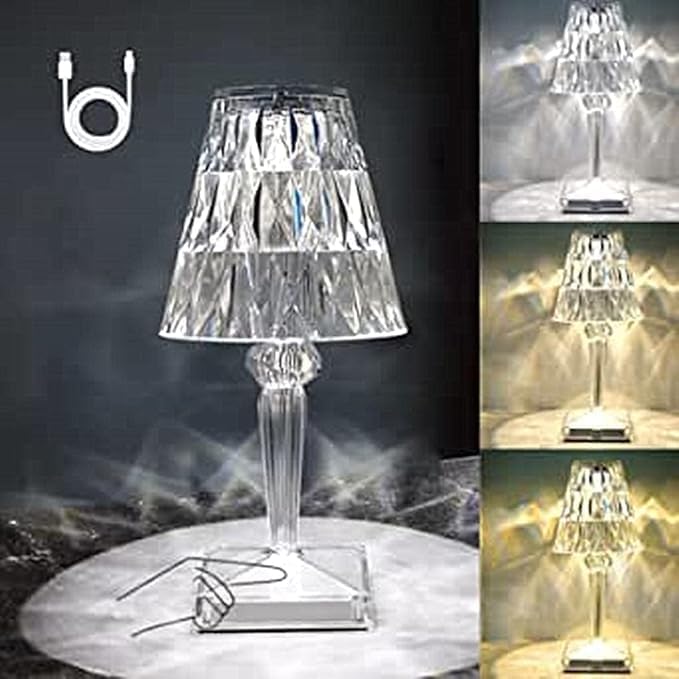 mumisuto Lampada da tavolo in cristallo,Acrilica Lampada da Comodino, Lampada da Tavolo Senza