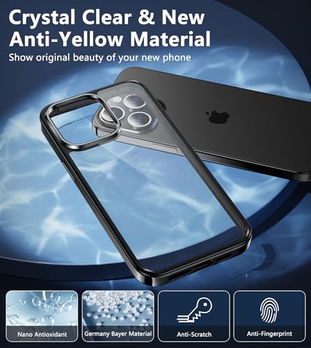 Image of FNTCASE for iPhone 15 Pro-Max Case: Clear Phone Cases Compatible with Magsafe Slim Anti Yellowing Military Grade Drop Protection Rugged Shockproof Protective Transparent Cell Cover (D-Black)