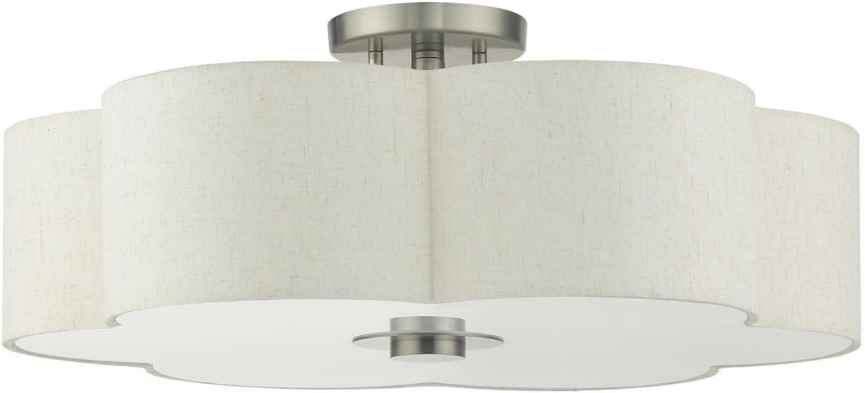 Livex Lighting Solstice - 5 Light Semi-Flush Mount in French Country Style - 22 Inches Wide by 9 Inches high-Brushed Nickel Finish