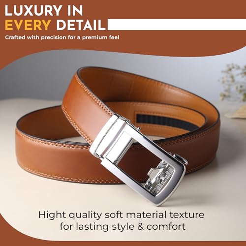Image of Men's Vegan Leather Belt for Men, Formal /Casual,Autolock| Fit on up to 38 Inches Waist size