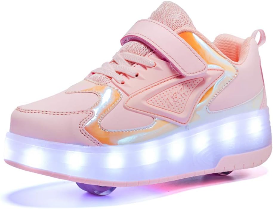 Skybird-UKLed Roller Skate Shoes with Double Wheels Automatic Retractable Technical Skateboarding Shoe High Top Cross Trainers Air Force Flashing Rollerblades Multisport Outdoor Gymnastics Sneakers