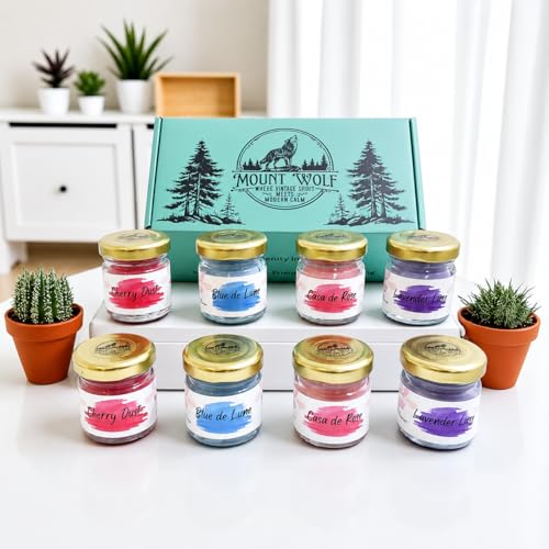 Image of Premium Scented Candle Jar Set of 8 - Cherry, Ocean Blue, Rose & Lavender Fragrances - Home Decor, Aromatherapy & Gifting, 90 gm Each