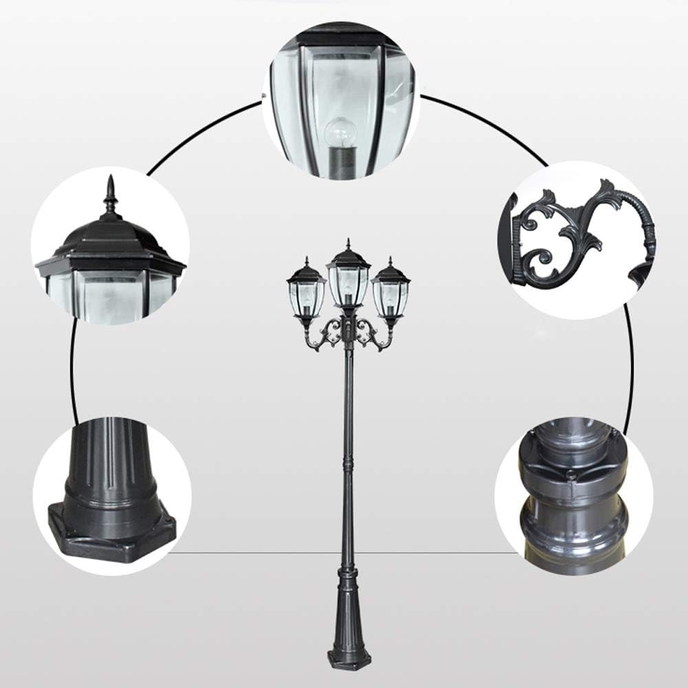 Luci da Esterno dal Tramonto all'Alba 164 x 164 x 430 mm Lampade da Palo Impermeabili con Paralume in Vetro da 88,9 mm Palo da Esterno Antifulmine per Patio, Giardino, Vialetto