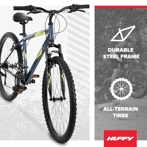 Image of Huffy Stone Mountain Bike for Men and Women, 20 inch /24 inch /26 inch, 6-Speed (20 inch) or 21-Speed, Front or Dual Suspension (Varies), Multiple Colors, Adjustable Saddle, Shimano Equipped, All-Terrain Tires