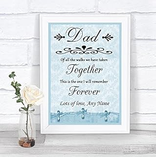 Blue Shabby Chic Father of The Bride Aisle Personalized Wedding Sign