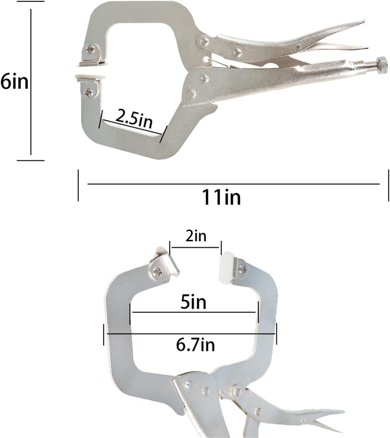 11 Inch C-Clamp Locking Pliers Set with Swivel Pad Vise Jaws for Craftsmen Home Workshop Welding Vise Tools（10-Pack）