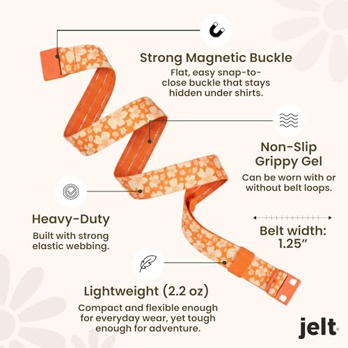 Image of JeltX Adjustable Elastic Belts for Men and Women, Non-Slip Stretch Belt with Magnetic Belt Buckle and Grippy Gel