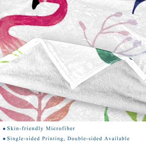 Couverture polaire flamant rose en microfibre 150x130 cm pour lit et canapé