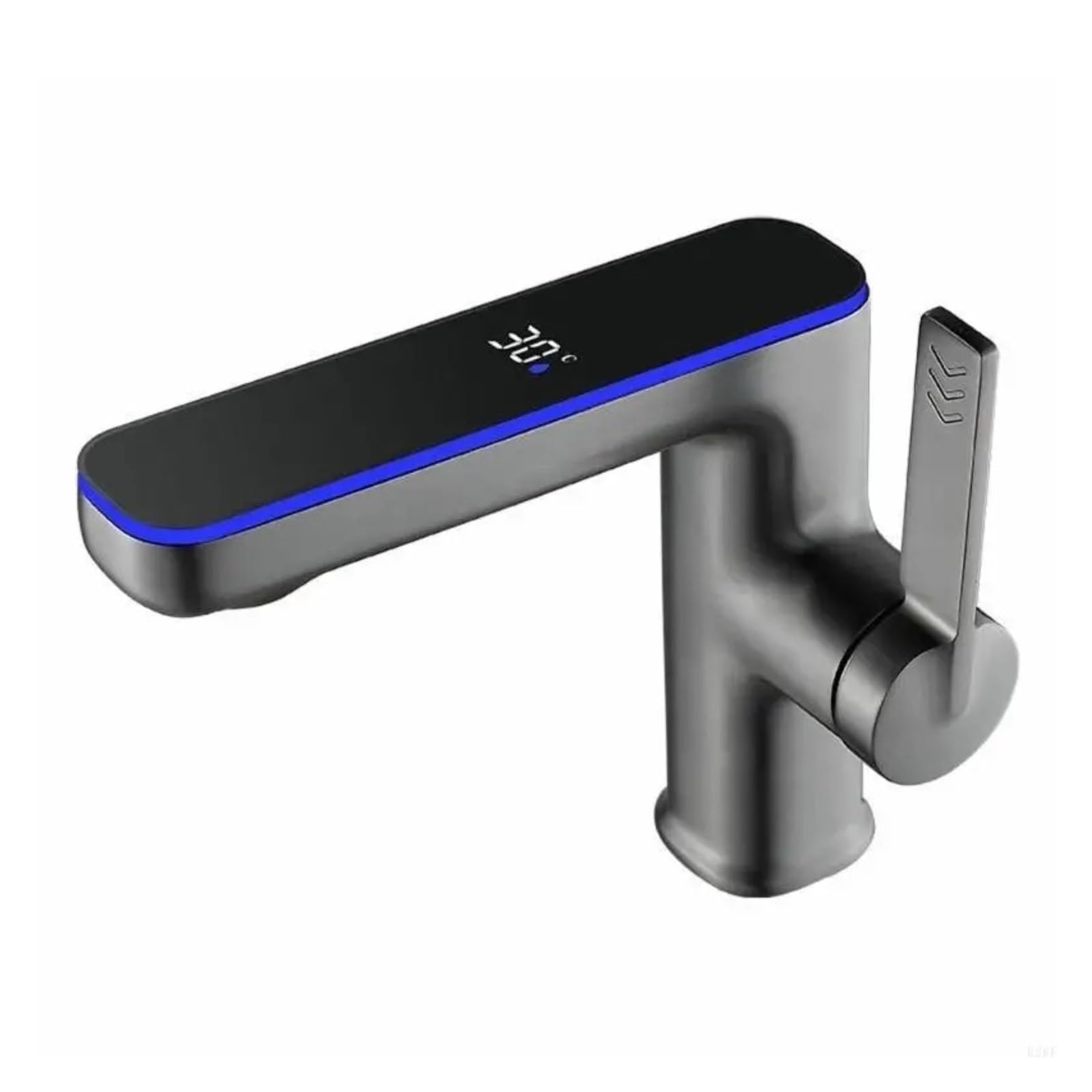 LED Temperature Display Basin Faucet, Ambient Light Sink Mixer Tap with 60cm Hot Cold Hoses,Safe and Reliable(Stone for Grey)
