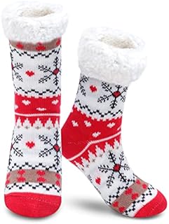 Women Fluffy Slipper Socks - Winter Non-Slip Fleece Lined Warm Slipper Socks Super Soft Cozy Fuzzy knitted Slipper Socks for Women Girls