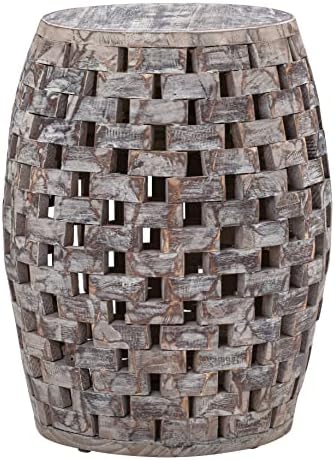 Amazon Aware Outdoor RecycledCheckered Wood Stool And Plant Stand, Dark Grey
