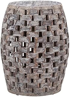 Amazon Aware Outdoor RecycledCheckered Wood Stool And Plant Stand, Dark Grey