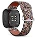 CJBROES Replacement Leather Watch Band, Compatible with Fitbit Versa 3 and Fitbit Sense of Wristband Bracelet Accessory - Floral