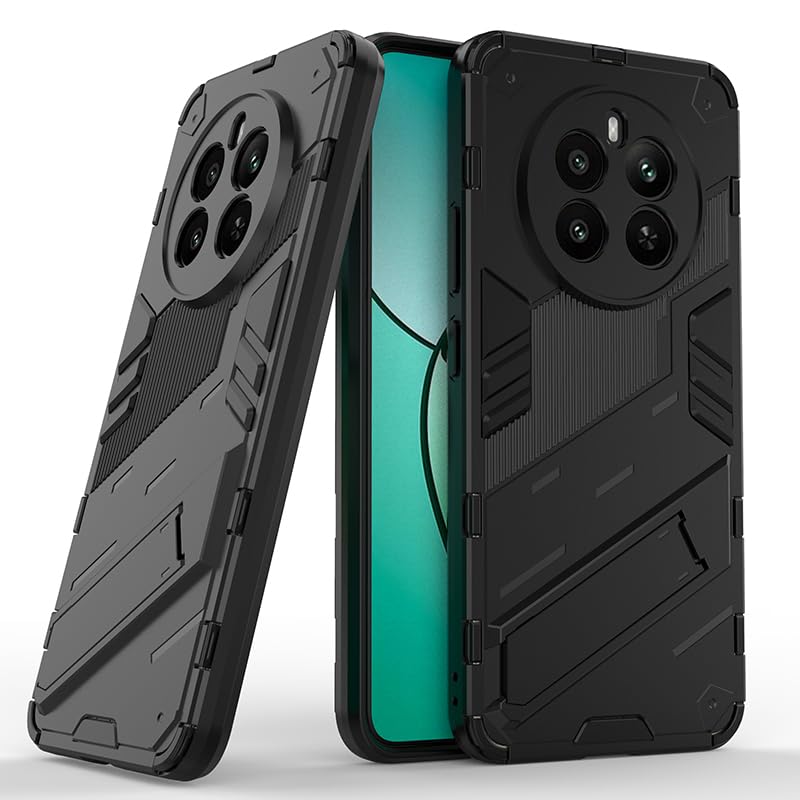 WOKEZ Stötsäkert Fodral med Stativ för Realme 12 Plus 5G - Svart