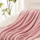 Exclusivo Mezcla Decke Kuscheldecke Flauschig Fleecedecke Wohndecke mit Waffelmuster, Leichte, Weiche und Warme Sofadecke Bettüberwurf, 130x170 cm Rosa