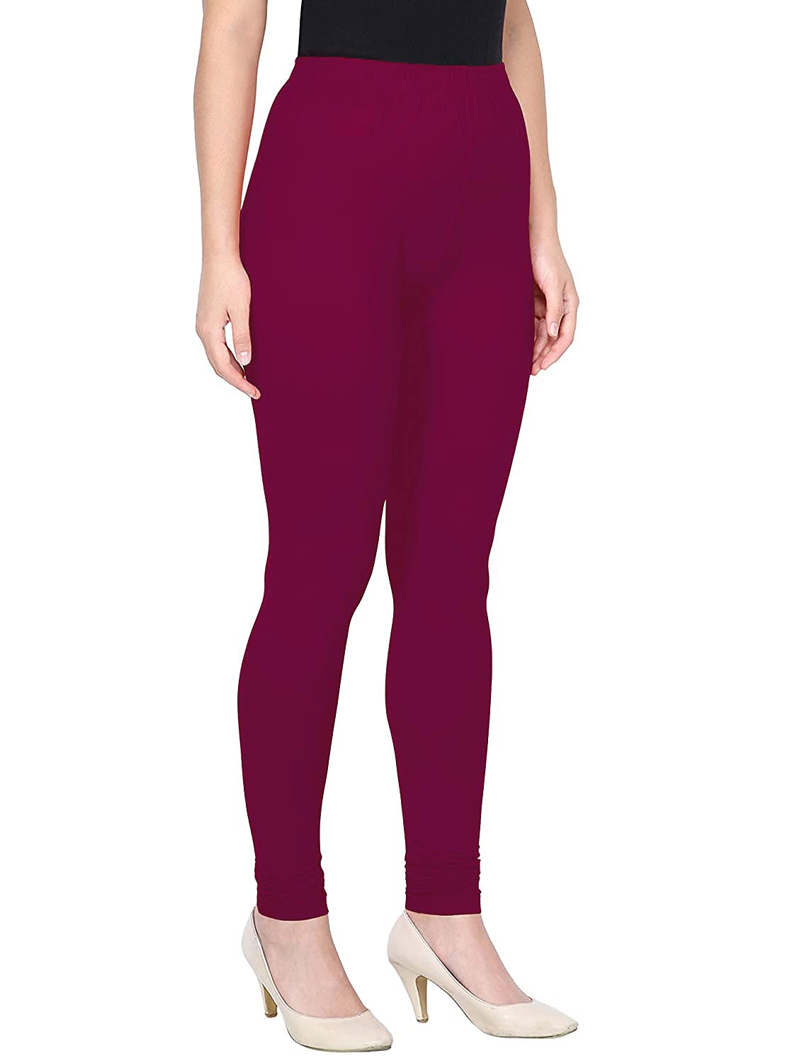 Shasmi Women's Stretch Leggings Com Chudidar Purple Magenta 41 Maroon_M