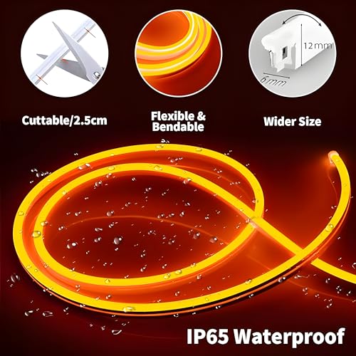 Image of 13.1 Feet Neon LED Strip Light | 12V Adapter, Waterproof IP65, Silicone Flexible Rope Light for Home Wall Decor & Gaming Room| Led Strip Lights | Neon Lights 4 Meter | (Orange)
