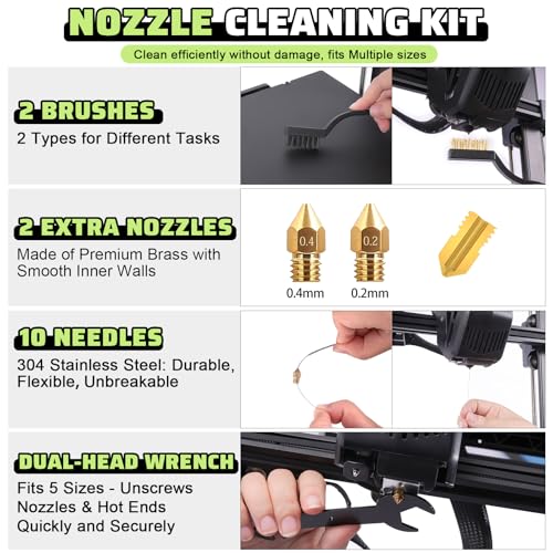 3D Printer Tools Kit, 34pcs 3D Printer Accessories for All FDM/SLA Printers Includes Nozzle Cleaning, Removal Scrapers, Finishing Tools, 5 Types of Files,Brushes, Wire Cutter, Engraving Knife - Image 4