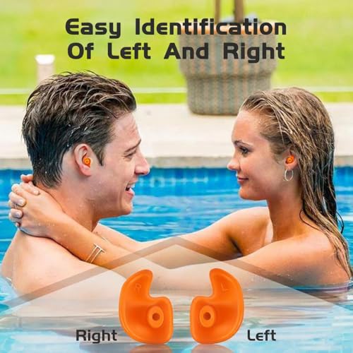 Image of Silicone Swimming Waterproof Soft Ear Plugs Reusable Anti-Noise Dust-Proof Water Diving Sports Earplugs Orange One Size