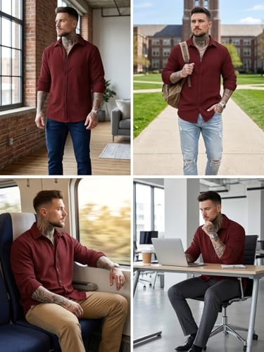 Image of GRECIILOOKS Casual Shirt for Men's | Full Sleeve Textured Shirts for Men | Regular Fit Wrinkle Free Premium Shirts for Man | Biker Streetwear Office Travel Dinner Style