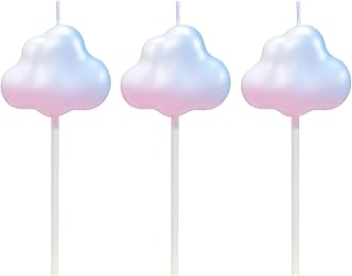Gradient Blue Birthday Candles, 3PCS Cloud Shaped, 4.1" Long, Smokeless, Modern, Unisex, Perfect for Birthdays & Parties