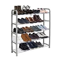 KEPLIN 5 Tier Shoe Rack Organiser, Quick Assembly No Tools Required, Holds upto 15-20 pairs (L) 75.5cm x (W) 18.5cm x (H) 75.5cm (Grey)