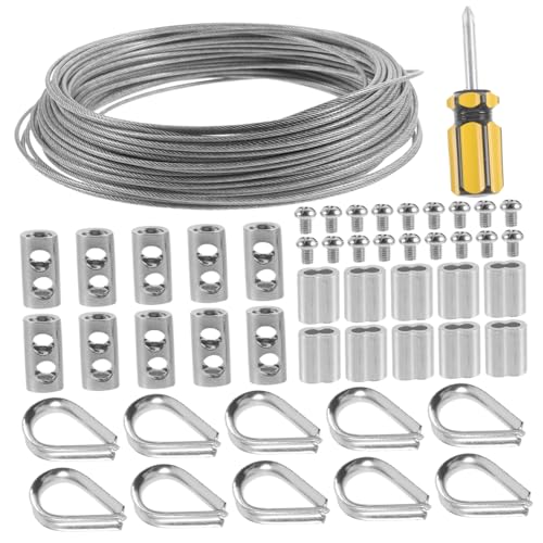 MUCKLILY 1 Set Cable Railing Kit Silver Stainless Steel Rope Thimble Rigging Steel Cable Stainless Steel Wire Thimble