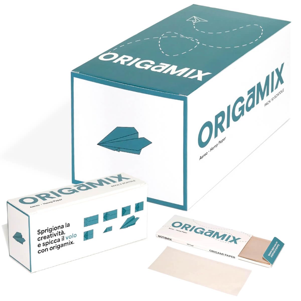 Mister Canapa, Origamix papier konopny Origami, pudełko 10 pudełek na 2500 karteczek łącznie 2500 karteczek - Origami i papierem do formowania, prostokątny, model samolotu