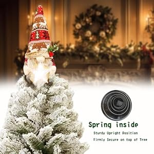 Christmas Tree Topper - Gnome Tree Topper with a Star, Hand-Made Countryside Christmas Decorations for Tree, Unique Christmas Decoration, Great for Family and Friends Christmas Tree Topper Gnome Tree Topper with a Star Hand Made Countryside Christmas Decorations for Tree Unique Christmas Decoration Great for Family and Friends