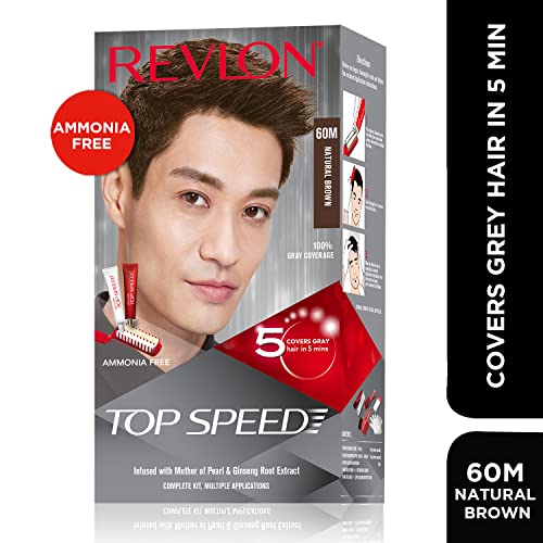 Image of Revlon Top Speed Hair Color For Woman - Natural Brown 60M (with Outrageous Conditioner 190 ml)
