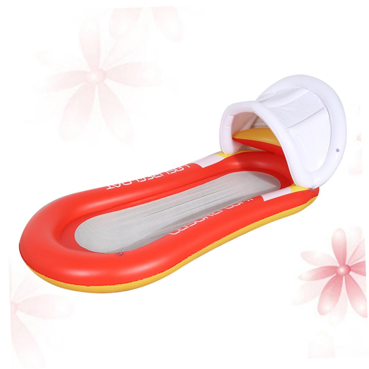 Aufblasbare Wasserhängematte Orange aus PVC mit Sonnensegel