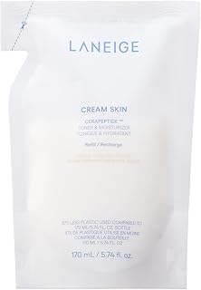 LANEIGE Cream Skin Toner & Moisturizer: Lightweight Refillable Korean Milky Toner with Ceramide & Peptide for Hydration, Firming, & Barrier Support
