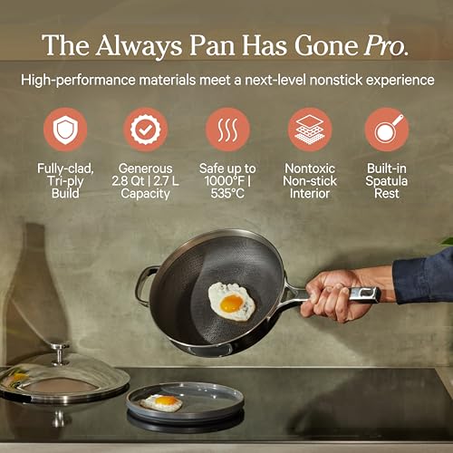 Our Place Titanium Pro Cookware Duo – Always Pan & Perfect Pot with Nonstick No-Coating Technology | Tri-Ply Titanium & Stainless Steel | Safe for Oven, Induction & All Cooktops up to 1000°F | Chrome - Image 3