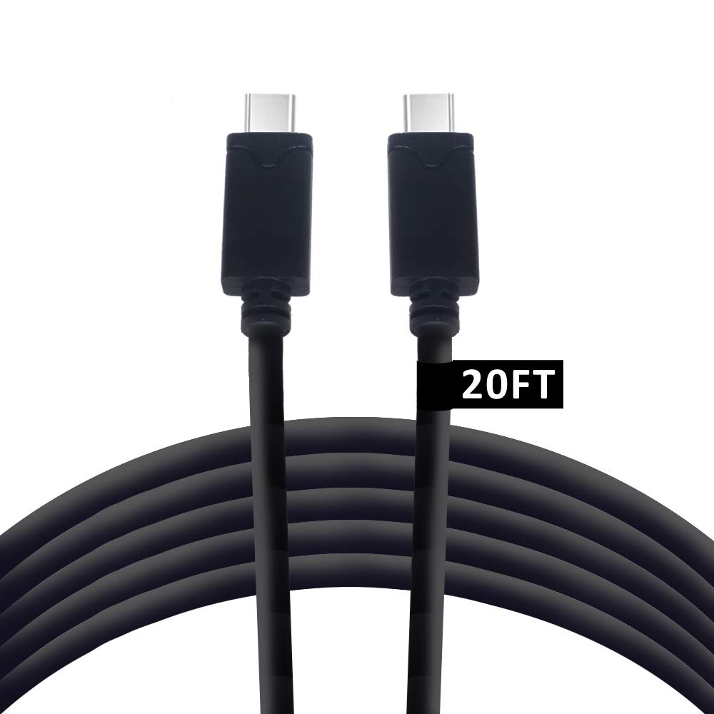 20 Foot Vebner USB-C to USB-C 2.0 Cable (Black) - Charge Cable [2.9A] Compatible with MacBook Pro, iPad Pro/MacBook Air, Galaxy S9/S8 Plus, Pixel 2 and Other Compatible Devices