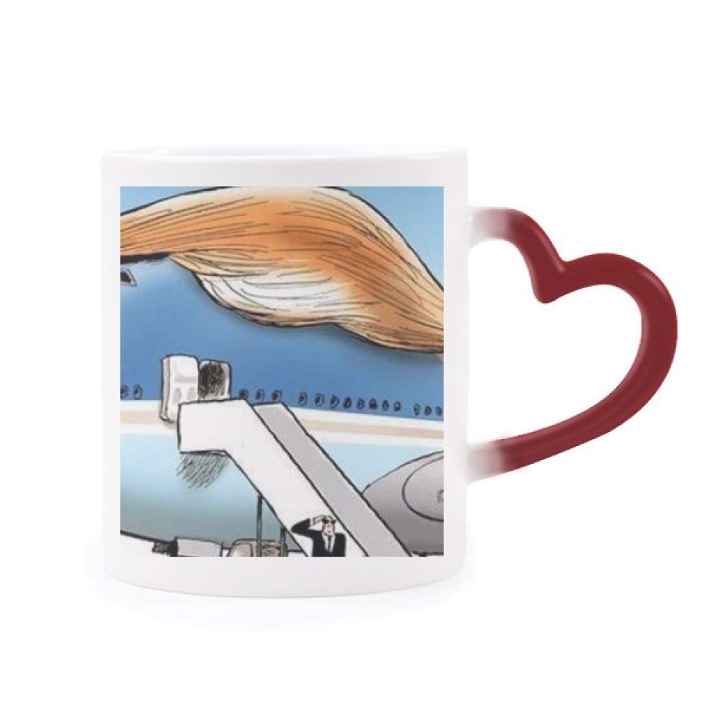 Taza de cerámica Trump rana que cambia de color con calor taza con asa de corazón rojo de café