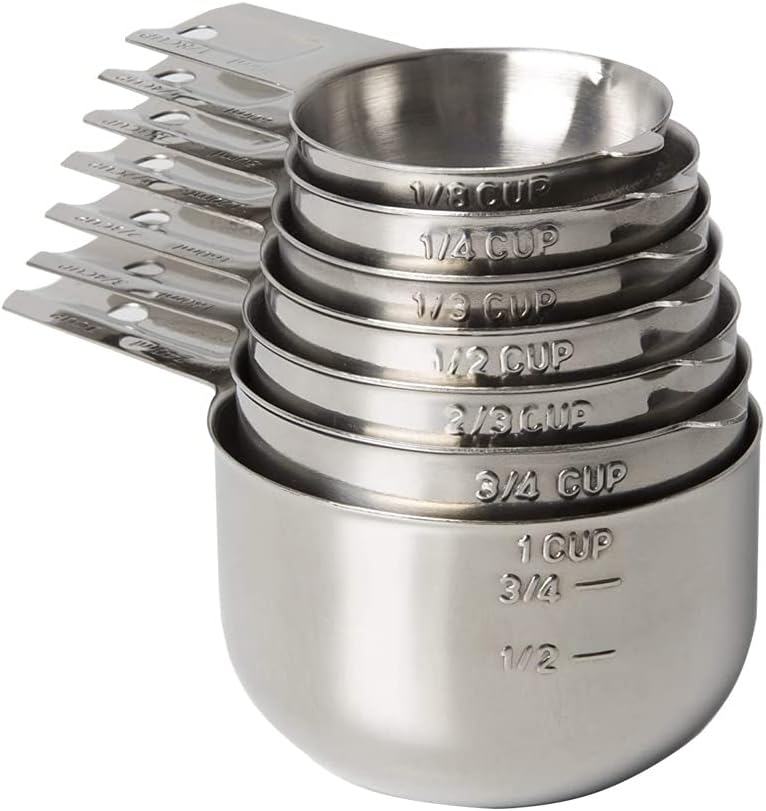 Stainless Steel Measuring Cups - Stackable Measuring Cup Set for Kitchen Cooking Baking, 7pcs Set