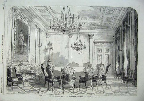 Original old antique victorian print Un Auditorium...