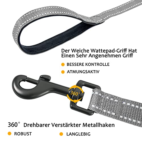 Demigreat Schleppleine für Hunde, 3m / 5m / 10m / 15m / 20m Robuste Lange Hundeleine Reflektierend Trainingsleine mit Gepolsterter Griff und handschlaufe, Ausbildungsleine für Kleine bis Große Hunde
