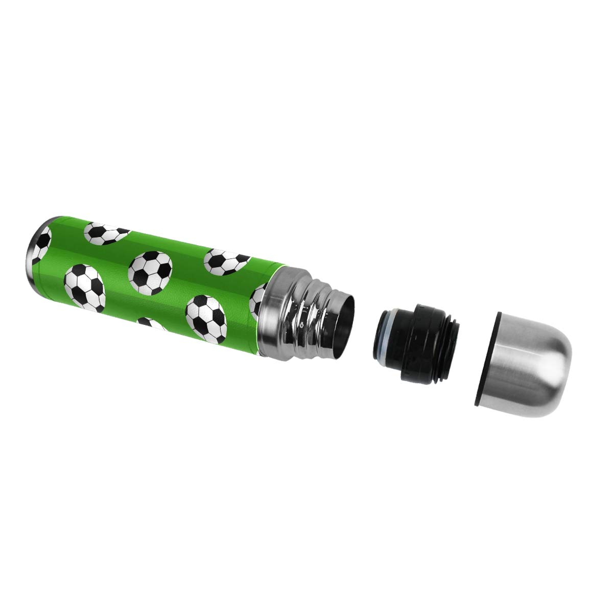 Taza de viaje de acero inoxidable con aislamiento al vacío, doble pared, a prueba de fugas, botella de fútbol, personalizada, con impresión personalizada, de piel auténtica, 500 ml
