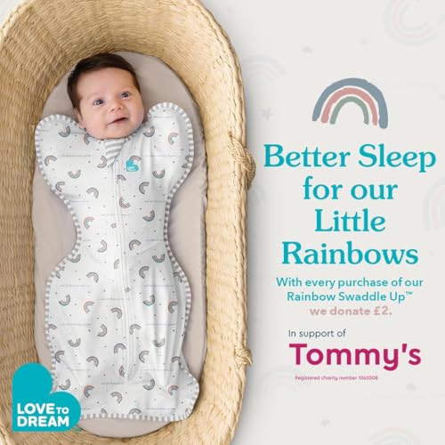 Image of Love to Dream Swaddle UP, Baby Sleep Sack, Self-Soothing Swaddles for Newborns, Improves Sleep, Snug Fit Helps Calm Startle Reflex, New Born Essentials for Baby,1.0 TOG, Medium 13-19lbs, Rainbow Dream