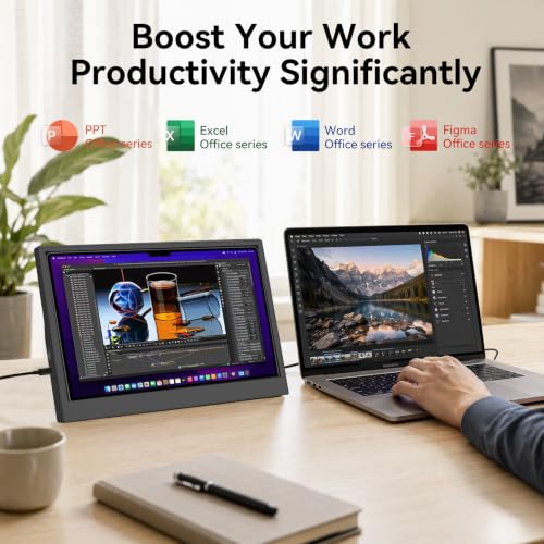 Image of 14-inch 0.39-inch Design Travel Monitor | Features a built-in adjustable stand; HD-ready; designed for business and students; supports laptops and desktop computers
